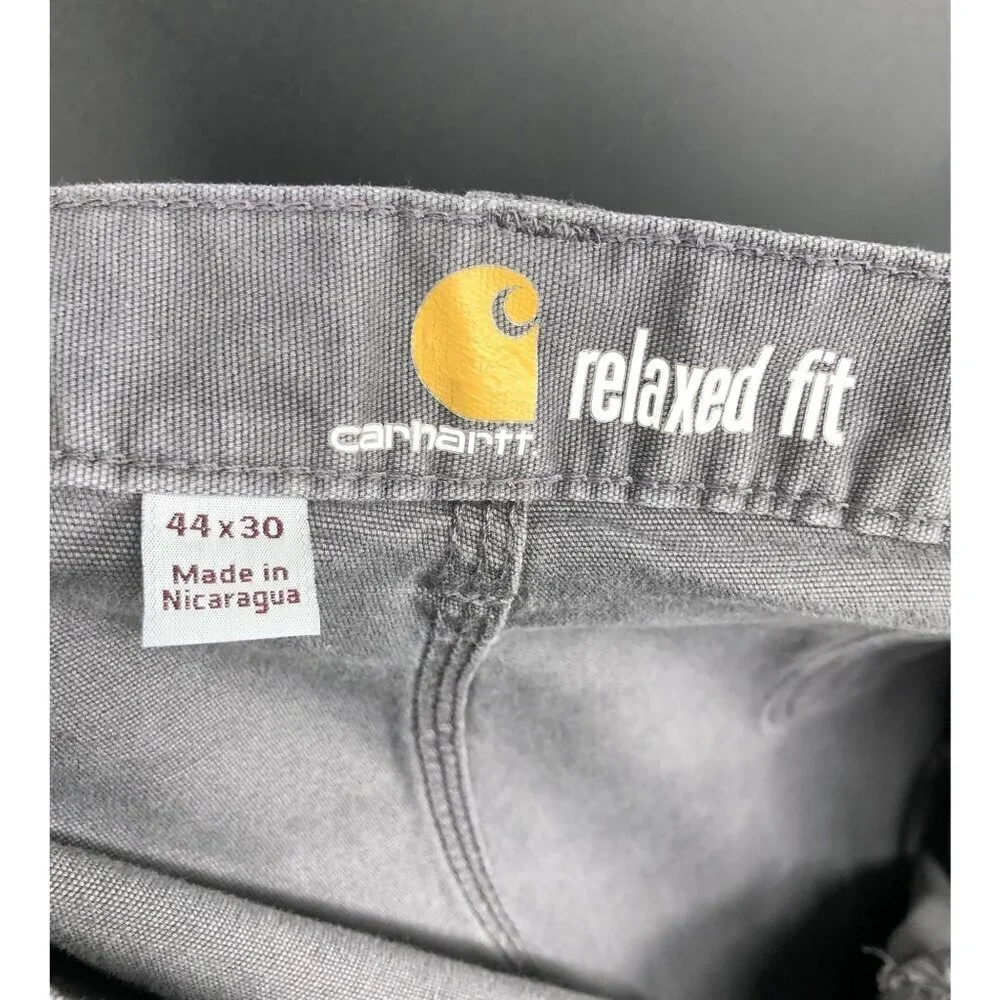 Carhartt Mens Relaxed Fit Work Pants Size 44x30 Gray Durable Workwear Streetwear